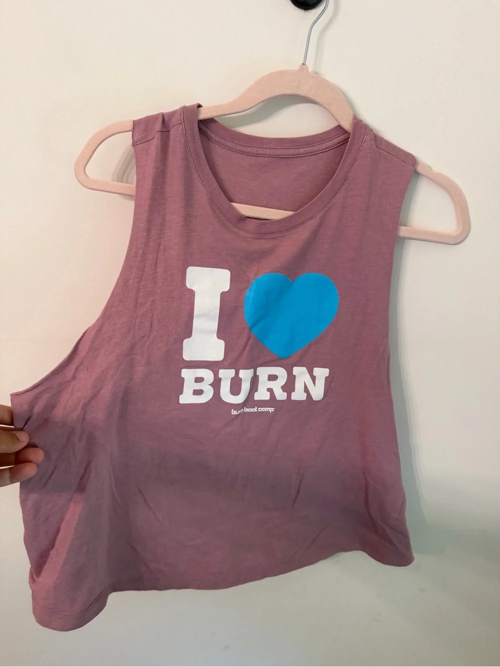 Graphic Muscle Tank with Blue Heart - Mauve